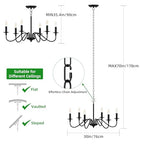 Black Chandelier, 6-Light Farmhouse Candle Chandelier 29'', Rustic Industrial Hanging Light Fixture for Dining Room, Kitchen Island, Living Room, Entryway, Bedroom, Foyer - color: Matte Black