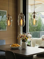 CASAMOTION Modern Pendant Lights Kitchen Island Large Gold Hanging Light Fixtures for Dining Table Blown Art Glass Clear Organic Globe Bedroom Foyer Entryway Hallway Lamp 12 Inch 1 Pack - color: Clear+Glod 12"H-1 Pack
