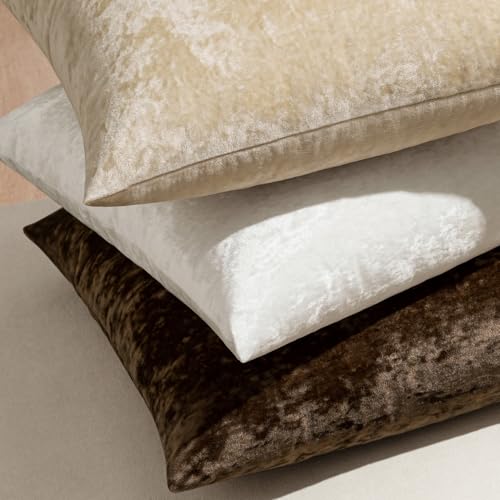 MIULEE Velvet Throw Pillow Covers Set of 2, Soft Neutral Decorative Pillow Cases with Luxurious Textured Vintage Cushion Covers for Home Decor Couch Sofa Bed,Beige 18x18 inch - color: Beige, size: 18" x 18" (Pack of 2)
