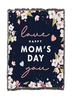 Pure Country Weavers Mom's Day Cherry Blossoms - Navy Blanket - Gift Tapestry Throw Woven from Cotton - Made in The USA (50X60) - color: Cherry Blossoms - Navy, size: 50x60