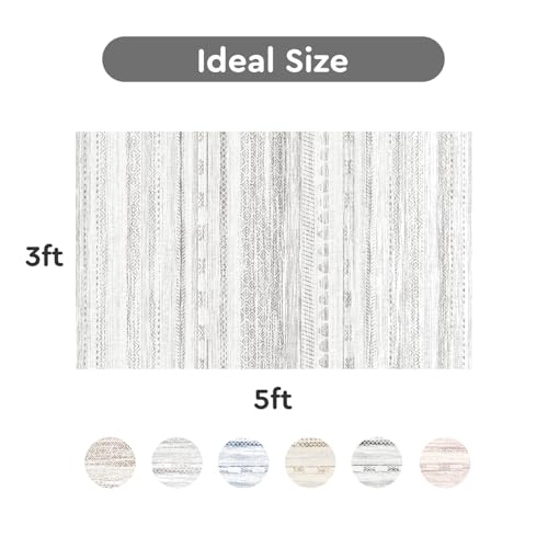 3x5 Area Rug Machine Washable Non Slip Rug Distressed Neutral Moroccan Boho Rug Ultra Soft Indoor Rugs for Bedroom Living Room Entryway Kitchen Foyer Bedside, Grey - color: Grey, size: 3' x 5' (Rectangular)