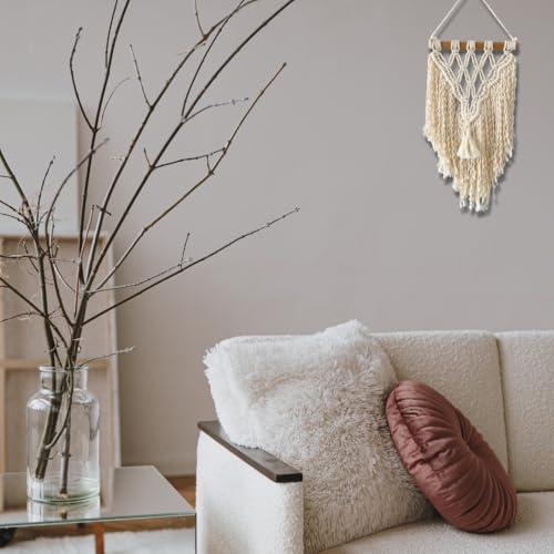 Majarlikha COLLECTIONS Macrame Wall Hanging Decor - Boho Style Minimalist Wall Ornament Home Decorative Flat Tapestry Classic Design Bohemian Decor, Mesh Pattern, Beige, 1pc - color: Beige