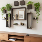 LaLaGreen Wooden Floating Shelves (13-Piece Set) Wall Mounted Plant Shelf, Planter Boxes for Indoor Plants, Decorative Wood Display Shadow Box Kitchen, Bathroom, Bedroom, Living Room, and Home Decor - size: 13-pc set