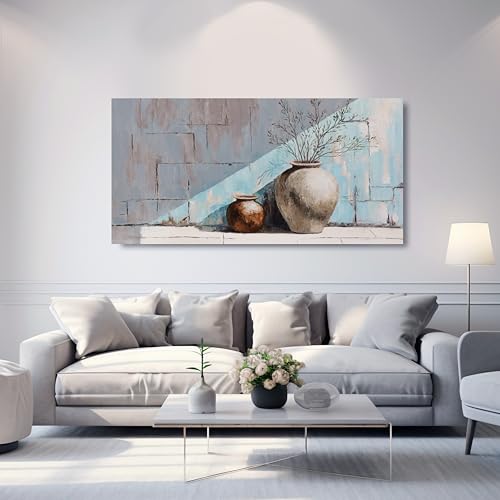 Home Decor Framed Art Modern Art Wall Decor Blue Wall Art Vintage Farmhouse Wall Art Vase Painting for Bedroom Living Room Decoration Home Kitchen Office 20" X 40" - color: Blue, size: 40"L x 20"W