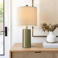 G-SAFAVA 20.25" Small Single Table Lamp for Bedroom Modern Ceramic Nightstand Lamp Farmhouse Bedside Lamp Boho Living Room End Side Table Lamp, Green - color: Green - Single