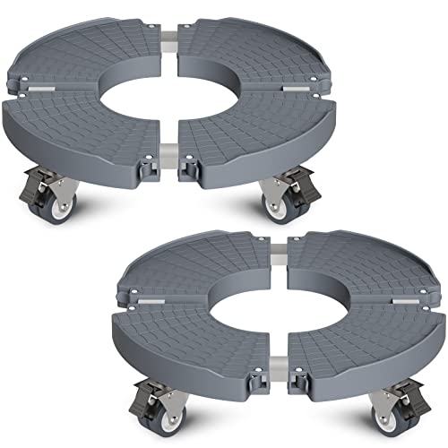 Goovilla Heavy Duty Plant Stand with Wheels, 2Pack Adjustable 15-22 Plant Caddy with Lockable Caster Wheels 440LBS, Rolling Stand/Dolly/Roller for Indoor Outdoor Large Planter, Flower Pot,Gray - color: Grey