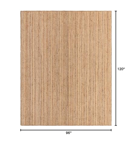 Rugs.com Hand Braided Jute Rug – 8' x 10' Natural Flatweave Rug Perfect for Living Rooms, Large Dining Rooms, Open Floorplans - size: 8' x 10'