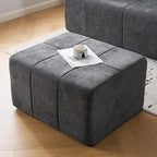 Square Stuffed Pouf Ottoman,Chenille Poufs with Foam Chunk Filling, 27.9 X 16.1 Floor Poufs for Sofa,Accent Foot Rest Stool for Living Room, Grey - color: Grey