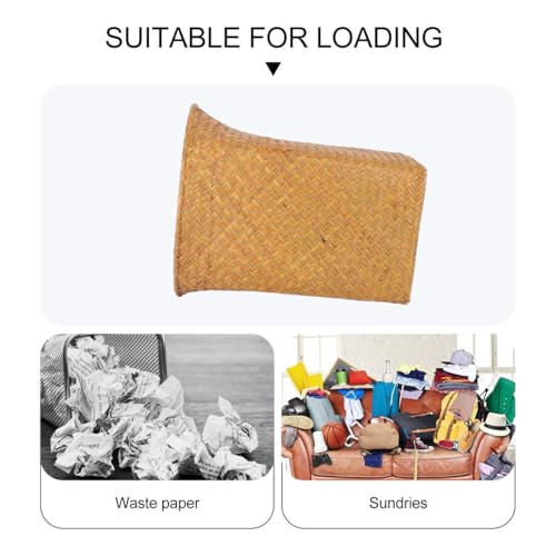 Healeved Straw Woven Storage Basket 11.14 Inch Wicker Decorative Flower Vase Planter Holder, Multi-Purpose Basket for Bathroom Living Room Home Laundry Office Container Brown