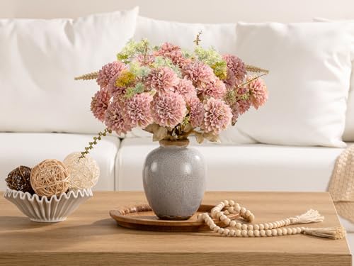 Ceramic Vintage Vase, Flower Rustic Vase Decorative Chinoiserie Decor Rustic Farmhouse Retro Floral Vases for Table Bookshelf Mantel Kitchen Living Room Office - 7.8inch Gray - color: 014-sy-gray