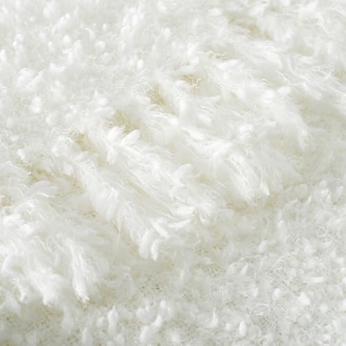 Winter Knit Throw Blanket Fluffy Fuzzy Soft Lightweight Cozy Farmhouse Tassels Chunky Knitted Throws for Couch Sofa Bed (White, 50"x60") - color: White, size: 50"x60"
