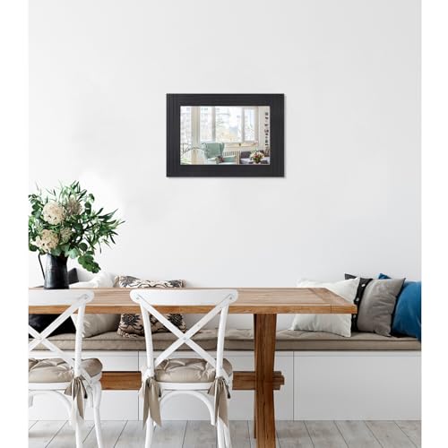 Black Vintage Rustic Wood Framed Wall Mirror Farmhouse Rectanglular Antique Decor Hanging Mirror for Bathroom Bedroom Living Room Entryway Large 16"x12" - color: Black, size: 16"L x 12"W