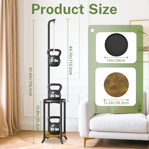 iDavosic.ly 2 Tier Hanging Plant Stand Indoor, Tall Vertical Corner Metal Flower Heavy Duty Pot Holder Shelf for Patio Porch Living Room, Modern Black & Rustic Brown - Round - color: Black with Hanging, size: 2 Tiers