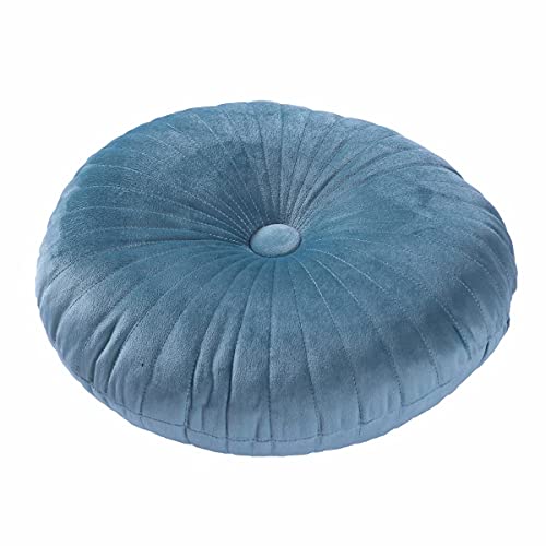HLOVME Round Pillow Cushion for Couch Velvet Decorative Small Throw Pillow Solid Color for Living Room Bed Floor 13.7”, Lake Blue - color: Lake Blue