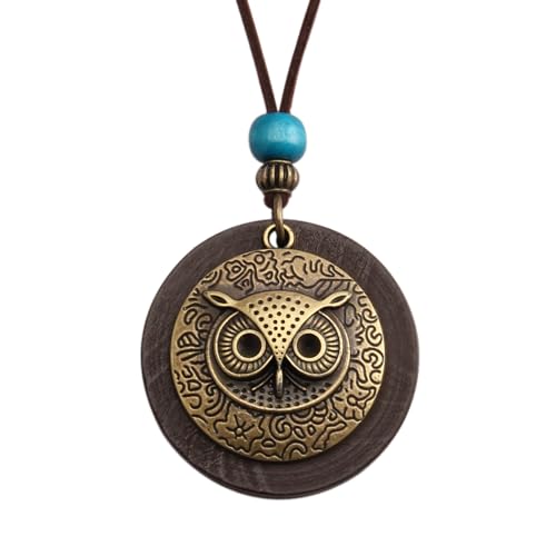 Leather Necklace for Women Long Boho Pendant Hippie Choker Necklace Bohemian Layered Leather Rope Wooden Jewelry Gifts - style: Chunky Pendant Necklace
