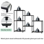 Metal Plant Stand Indoor Metal Plant Stands Outdoor Tiered Plant Shelf for Multiple Plants, 3 Tiers 7 Potted Ladder Plant Holder Table Plant Pot Stand for Window Garden Balcony Living Room