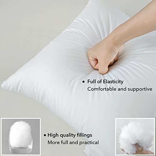 FAVRIQ 18 x 18 Pillow Inserts (Set of 2) - 18 Inch Square Interior Sofa Throw Pillow with 100% Cotton Cover - Decorative Pillow Insert Pair - White Couch Pillow - size: 18x18 Inch