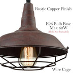 DAYCENT Industrial Plug-in Pendant Light Barn Style Hanging Lamp with Wire Caged Swag Light Fixture for Bedroom Hallway Kitchen Living Room, On/Off Switch - color: Plug-in