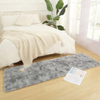 Tie-dye Runner Rug 2x6 Grey Rug Runner for Bedroom Kitchen Bedside Hallyway Entryway Super Soft and Fluffy Carpets Washable Kids and Pets Friendly - color: Grey and White, size: 2 x 6 feet