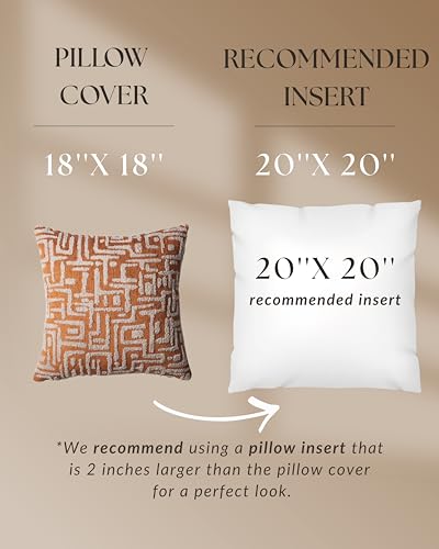 Woven Jacquard Throw Pillow Cover, Pack of 1 Geometric Pattern Textured Decorative Cushion Covers for Sofas, Couches, Fade Resistant Pillow for Sofa & Couch, Gilda, Orange, 18x18 Inch - color: Orange