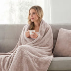 Exclusivo Mezcla Fleece Bed Blanket Queen Size, Lightweight Jacquard for Spring Summer, Soft Cozy Breathable Blankets, Camel, 90x90 Inches - color: Camel, size: Queen ( 90x90 IN )