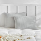 WARMDERN Waffle Weave Pillowcases Standard Size 2 Pack Pillow Cases Soft Microfiber Pillow Case Covers Set of 2 Boho Woven Textured Pillowcase with Envelope Closure(Light Grey, Standard, 20x26 Inches) - color: Light Grey-waffle Weave, size: 20" x 26" (Pac