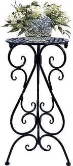 NAKUPE Metal Plant Stand Indoor Outdoor, Single Flower Pot Stands 22.5 Inch Tall, Planter Pedestal Holder for Patio Corner Garden Porch Farmhouse, Black(1 Pack)
