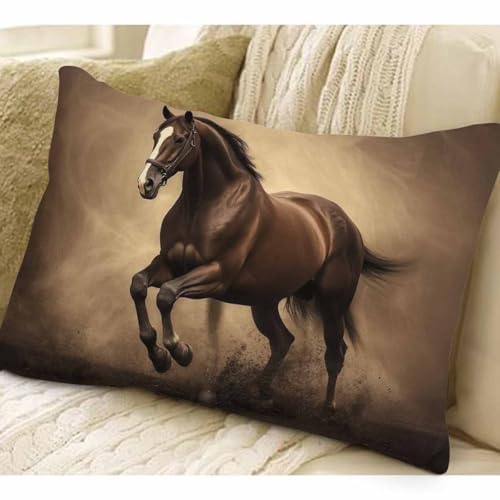 EKOBLA Black Stallion Horse Pillow Cases Throw Pillow Covers Run Gallop in Desert Storm Square Throw Waist Pillow Case Cushion Cases for Sofa Bedroom Living Room 12x20 Inches - color: Multi-bs10, size: 20" x 12" (Pack of 1)