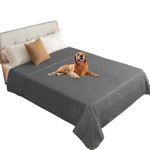 fuguitex Waterproof Dog Blanket Bed Cover Dog Crystal Velvet Moroccan Fuzzy Cozy Plush Pet Blanket Throw Blanket for Couch Sofa(82 * 102 inch, Dark Grey+Grey) - color: Darkgrey+grey, size: 82x102 Inch (Pack of 1)