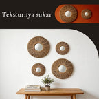 4-Piece Round Wall Decor,Woven Wall Baskets Set, Boho Hanging Baskets Wall Art, Hand Woven Wall Baskets for Living Room Bedroom, Home Decoration