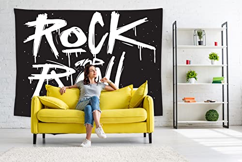 feelacle Rock And Roll Tapestry 60" X 40" Rock`N`Roll Wall Hanging Party Decorations Home Decor For Bedroom Living Room Dorm (150 X 100cm) - color: Rock and Roll, size: 60"L x 40"W