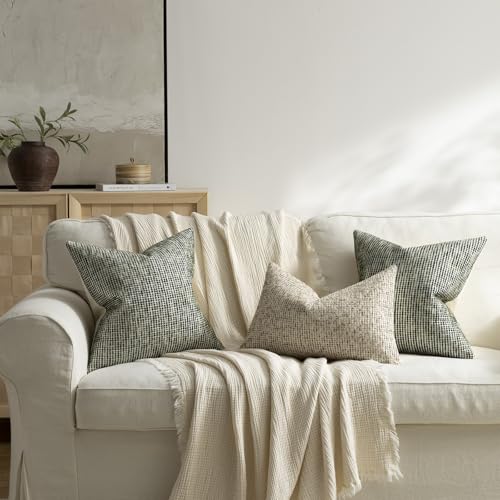 Pack of 1 Neutral Lumbar Pillow Covers 14x24 Boho Textured Dots Stripe Chenille Rectangular Decorative Throw Pillow Cases Accents for Living Room Couch Bed Farmhouse Home Decor, Taupe - color: Taupe, size: 24" x 14" (Pack of 1)