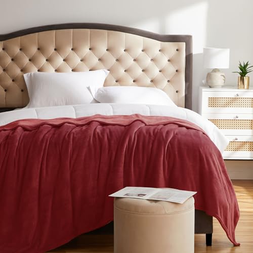 KMUSET Fleece Blanket Burgundy Lightweight Super Soft Cozy Fuzzy Bed Blankets Microfiber Factory Shop - color: Burgundy, size: Throw(50"x60")