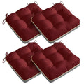 4 Pack 19x19 Inch Shredded Foam Chair Cushions with Straps - All-Season Seat Pads for Indoor/Outdoor Dining, Office, Patio, Kitchen Chairs (RED, 19 INCH × 19 INCH) - color: Red