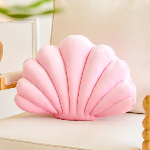 Lfsaaj Pink Seashell Throw Pillows, Shell Shaped Throw Pillows, 18 Inch Soft Velvet Home Decorative Pillow Plush Cushion for Bed Couch Living Sofa Room Decor Accent Throw Pillow - color: Velvet-pink, size: Large-18Inch