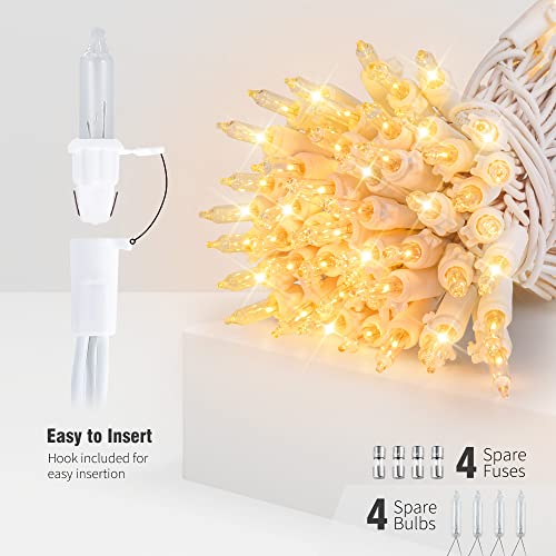 Hopolon Clear Christmas Lights Set,2Pack 50Count 13Feet Incandescent Bulb Mini String Lights with White Wire for Indoor Christmas Tree Garland Birthday Wedding Party Festival Decoration,Warm White - color: Clear,White Wire, size: 2PACK, 50 count