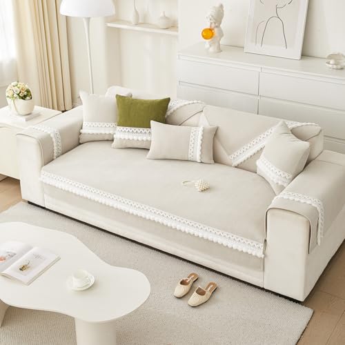 VClife Modern Couch Cover, Non Slip Dog Sofa Cover, Beige, 35.4" x 63" | Pet-friendly Sofa Covers, Scratch-resistant, Waterproof, Non Slip That Stay Firmly In Place, Durable and Machine Washable - color: 01# Beige, size: 35.4" x 63"
