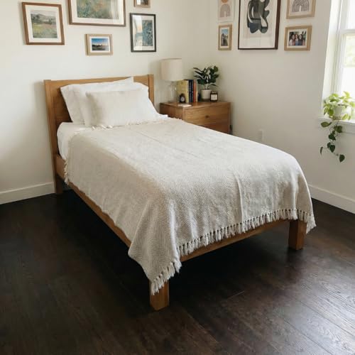 Bed Blanket, Lightweight, Cotton-Rich Blend, 100% Recycled Cotton, Twin Size (57 x 79 Inch), Textured Woven Bedding, Easycare, Breathable Layering, Summer Coverlet, Dove Beige - color: Dove Beige, size: Twin