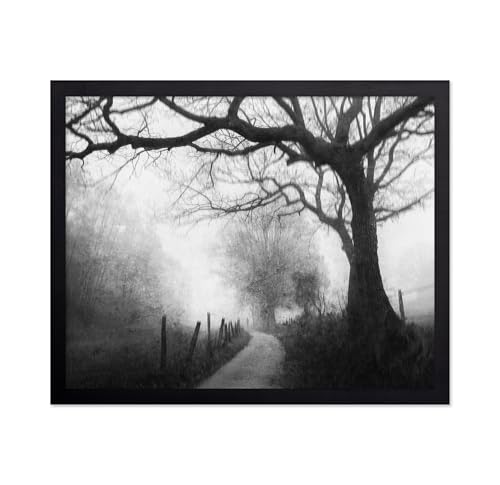 Monem Art Narrow Path into the Foggy Distance Print - Vague Memories Poster - Landscape Art - Monochrome Office or Bedroom Decor - 8x10 Unframed Wall Art by Adam Dauria - color: Style-03, size: 8"L x 10"W