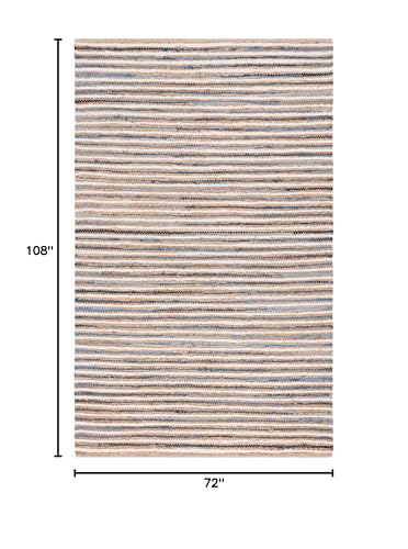 SAFAVIEH Cape Cod Collection Area Rug - 6' x 9', Natural & Blue, Handmade, Braided Design, Ideal for The Living Room, Bedroom, Dining Room (CAP151M-6) - color: Natural/Blue, size: 6' x 9' (Rectangular)