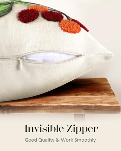 Embroidered Throw Pillow Cover - 18x18 Decorative Pillow Cover with Zipper Aesthetic Cute Design Boho Spring Summer Throw Pillowcase for Living Room Couch Sofa Bed, Tree Bird - color: Tree Bird, size: 18" x 18" (Pack of 1)