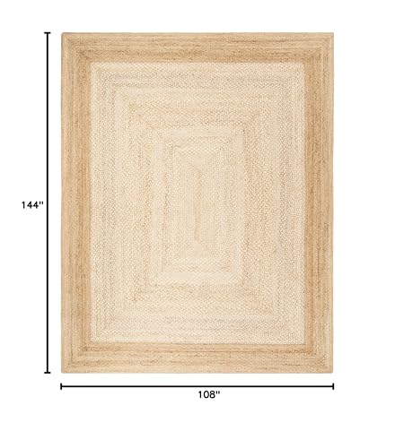 SAFAVIEH Natural Fiber Collection Area Rug - 9' x 12', Natural & Ivory, Handmade Farmhouse Boho Coastal Rustic Jute, Ideal for High Traffic Areas in Living Room, Bedroom (NF885B) - size: 9' x 12' (Rectangular)