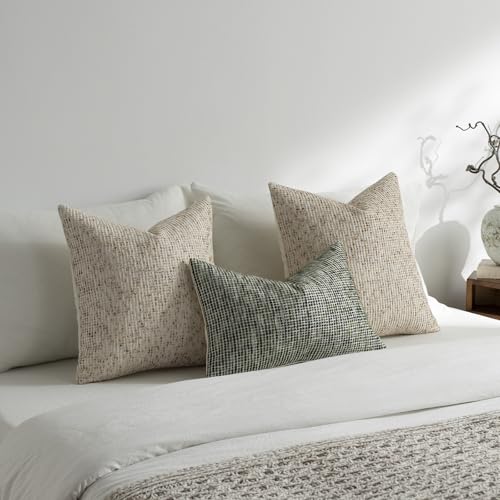 Pack of 2 Neutral Euro Sham Covers 24x24 Boho Textured Dots Stripe Chenille Large Square Decorative Throw Pillow Cases Accents for Bredroom Living Room Couch Bed Farmhouse Home Decor, Beige - color: Beige, size: 24" x 24" (Pack of 2)