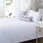 YINFUNG Tufted Duvet Cover Cotton Textured Boho Queen White Clipped Dot Shabby Chic Jacquard Geo Elegant Pretty Cute Duvet Cover Set 90x90 Diamond Bohemian Bedding Set Zip - color: White, size: Queen