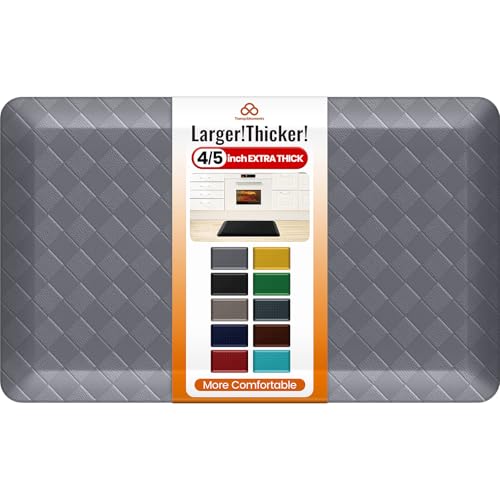 4/5 Inch Extra Thick Kitchen Mats for Floor,Non Slip Anti Fatigue Kitchen Rugs,Waterproof Stain Resistant Sink Mat,Cushioned Standing and Comfort Mats for Office (17"x28" Grey) - color: Grey, size: 28"L x 17"W x 0.8"Th