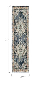 SAFAVIEH Monaco Collection Runner Rug - 2'2" x 6', Navy & Light Blue, Non-Shedding & Easy to Clean, Distressed Medallion Design, Ideal for Hallway, Foyer, Entryway, Kitchen, Bedroom (MNC243N) - color: Navy/Light Blue, size: 2'2" x 6' (Runner)