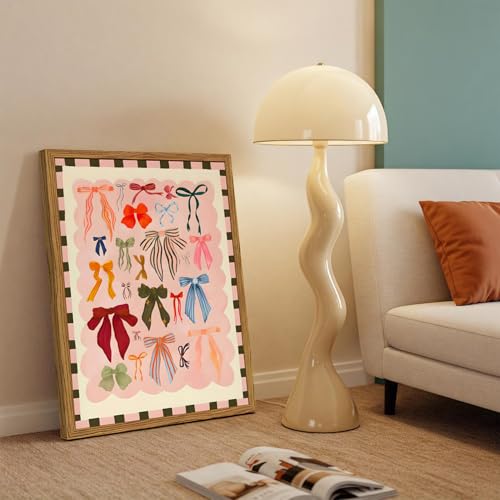Framed Pink Wall Art, Coquette Colorful Bow Pictures Wall Decor, Trendy Preppy Paintings Canvas Prints Girly Home Decor Aesthetic for Girls Living Room Bedroom Dorm 12x16 inch - color: Colorful Bow, size: 16"L x 12"W