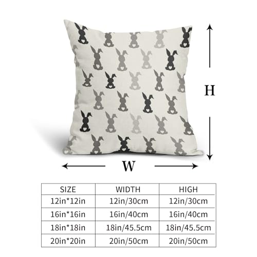 Happy Easter Pillow Covers 16x16 Inches Grey Black Bunny Throw Pillow Case Set of 2 Easter Rabbits Pillow Cover Cotton Linen Spring Cushion Cover for Home Couch Sofa Bedroom Livingroom - color: Bunny231123, size: 16" x 16" (Pack of 2)