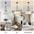 18.11 Inches Drum Chandeliers Boho Woven, 4Lights Boho Chandelier Cream White Hand-Woven Bohemian Pendant Light, Height Adjustable Rattan Bohemian Chandelier for Dining Room Kitchen Island - color: 18Inch-Rattan-Drum