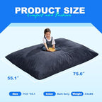 Hobestluk 3 in 1 Bean Bag Chair Giant Bean Bag Chairs for Adults with Plush Faux Fur Cover Convertible Bean Bag Floor Cushion with Machine Washable Cover for Living Room (Plush Dark Grey) - color: Charcoal Grey